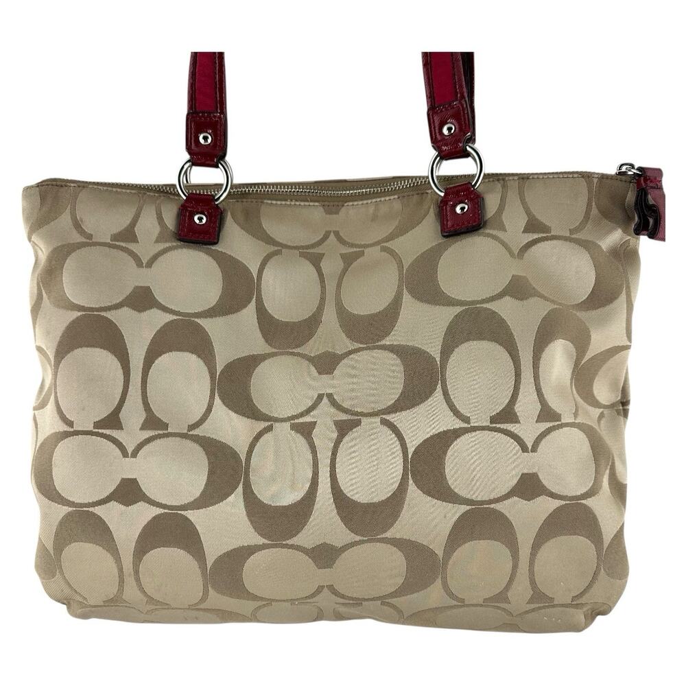 Coach Sateen Poppy Handbag Tote Purse Large #H1257-F20026 Tan All Occasion - Picture 5 of 16